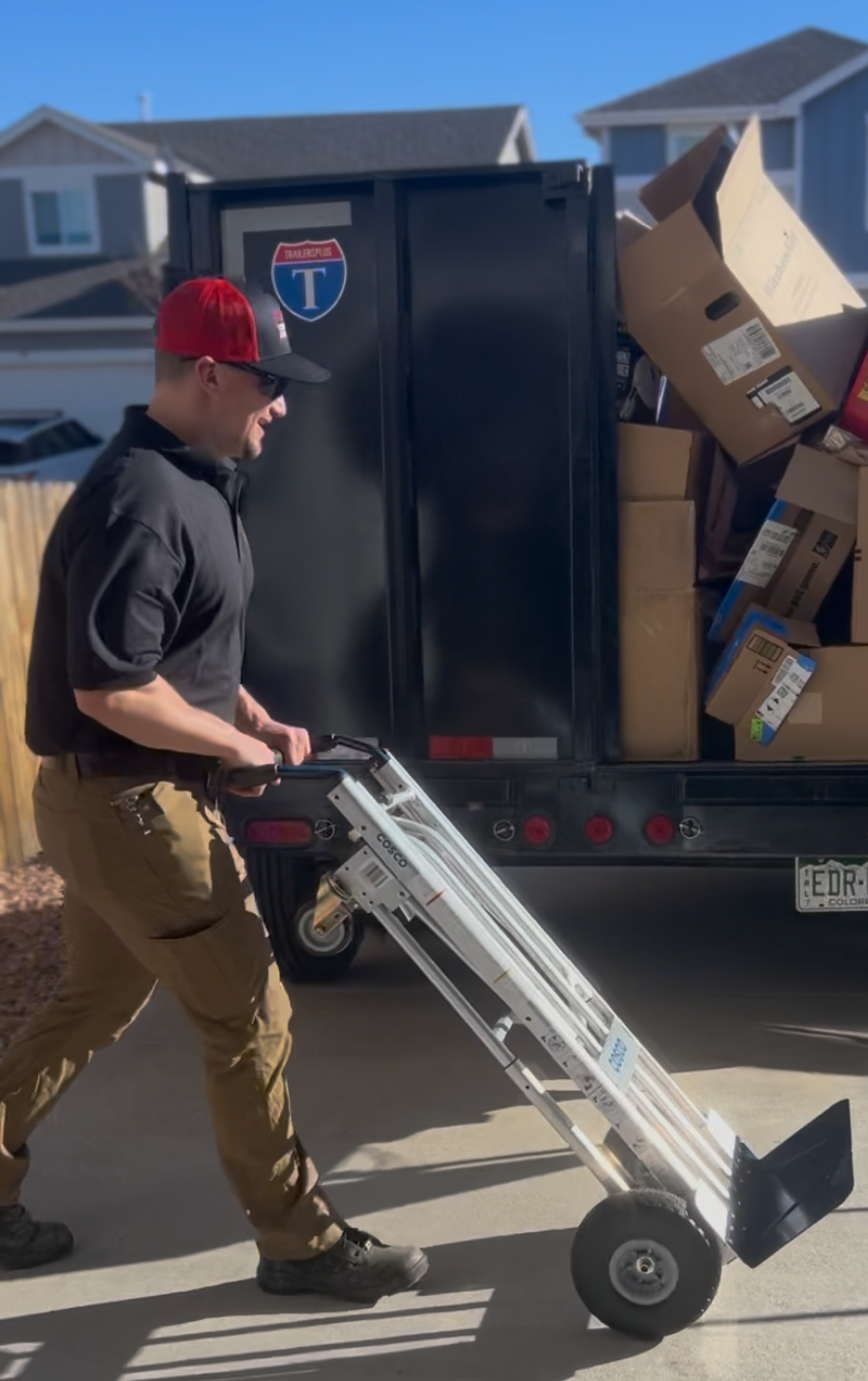 Crew loading trailer