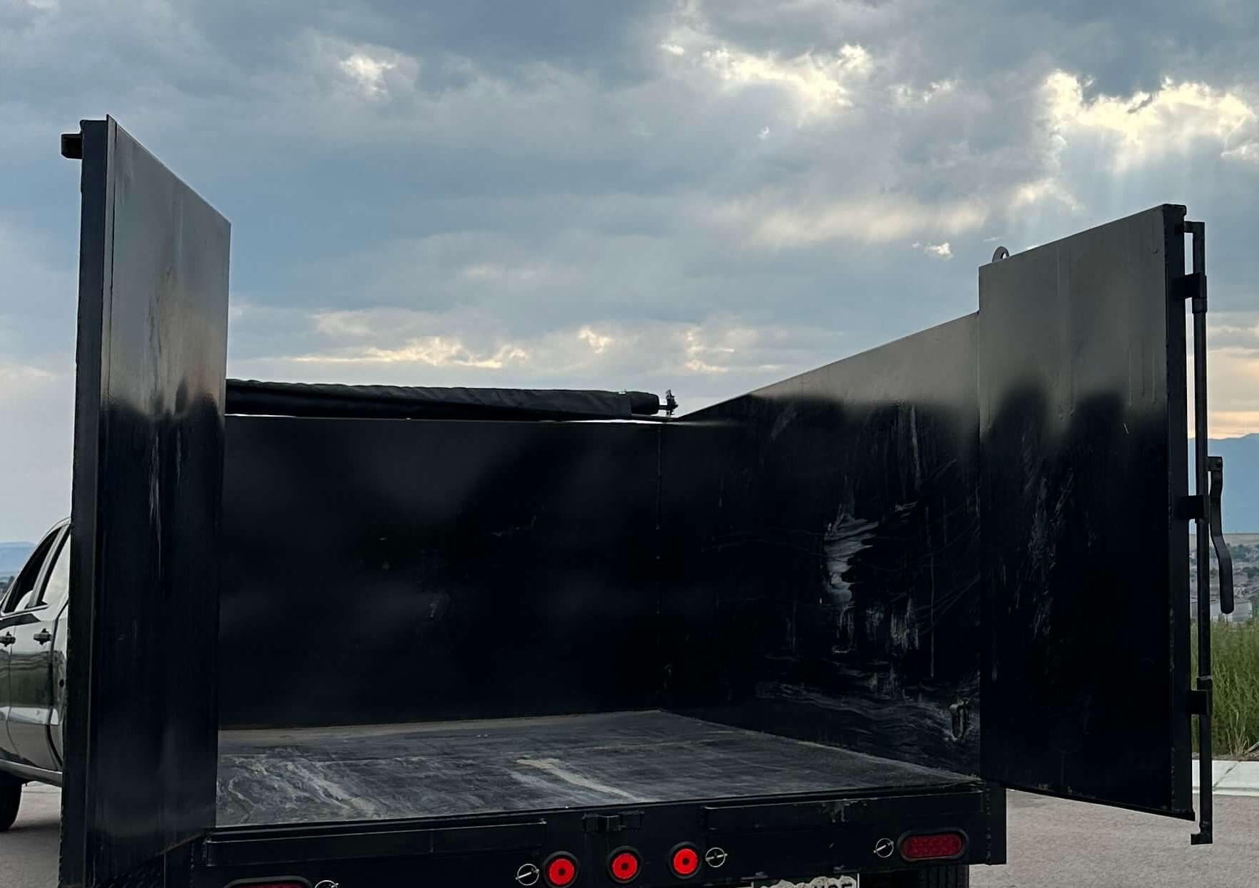 Empty dump trailer ready for loading